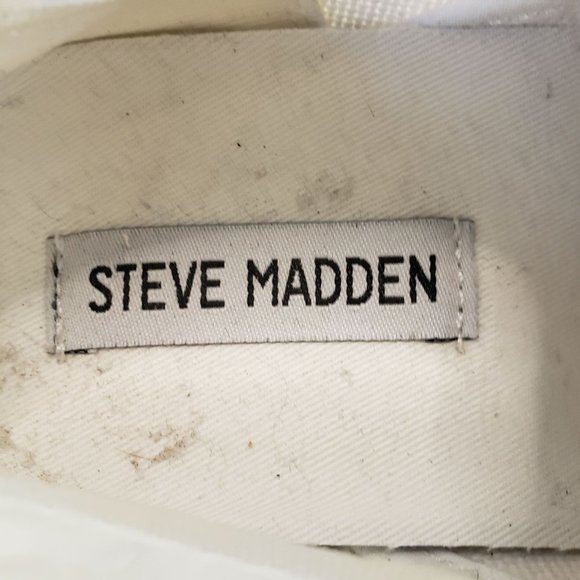 Steve Madden Emmi Platform Lace Up Sneakers White Chunky Canvas Shoes Size 8.5 - Picture 10 of 12